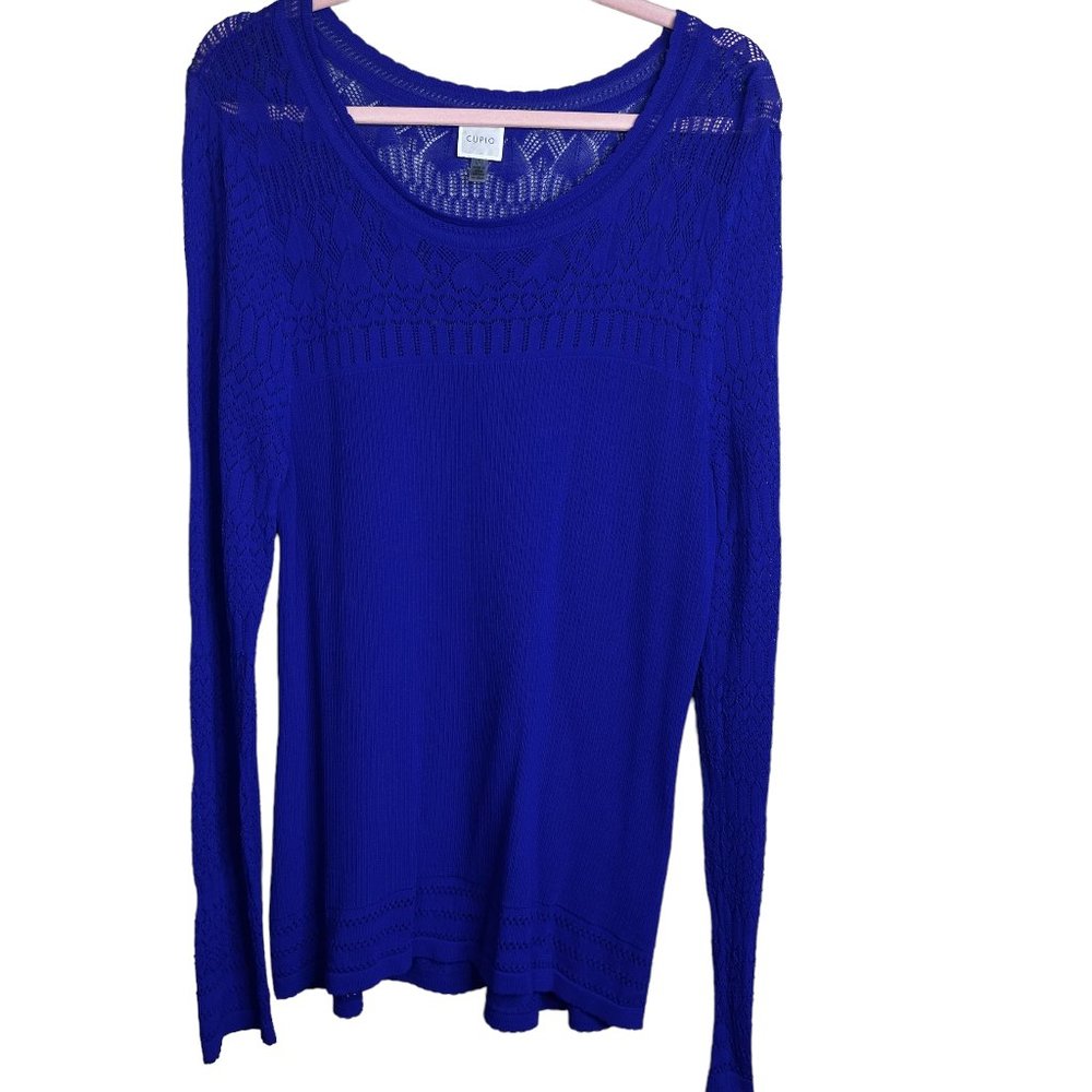 Cupio Royal Blue Lace Knit Pullover